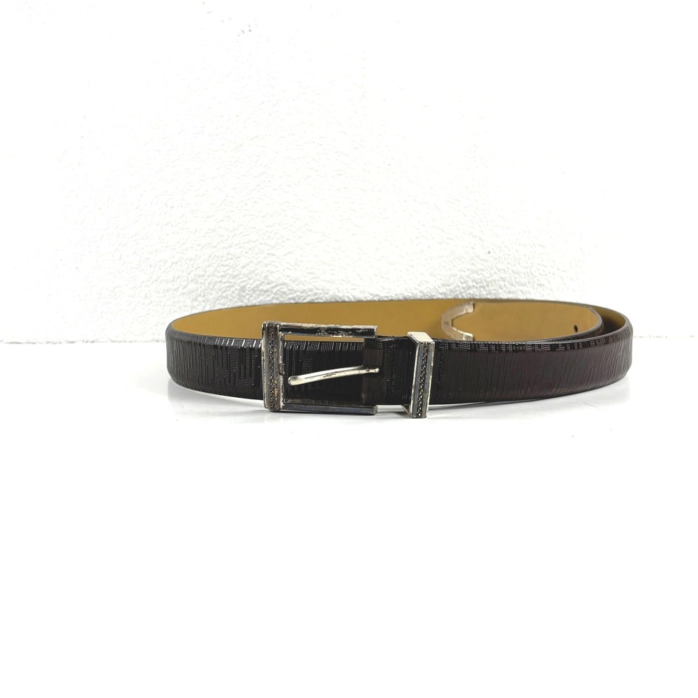 Johnston & Murphy Leather Belt Mens 38 Brown Textured Made in USA‎ Dress Classic